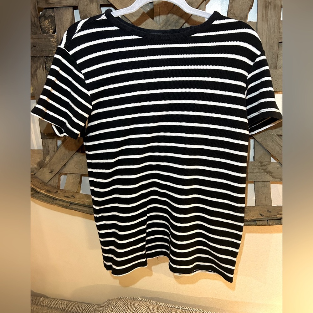 H&M Black and White Stripe Cotton Woven Shirt- Size Medium